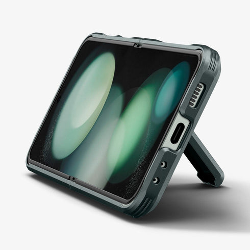 ACS06227 - Galaxy Z Flip 5 Case Tough Armor Pro in black showing the back with phone fully open